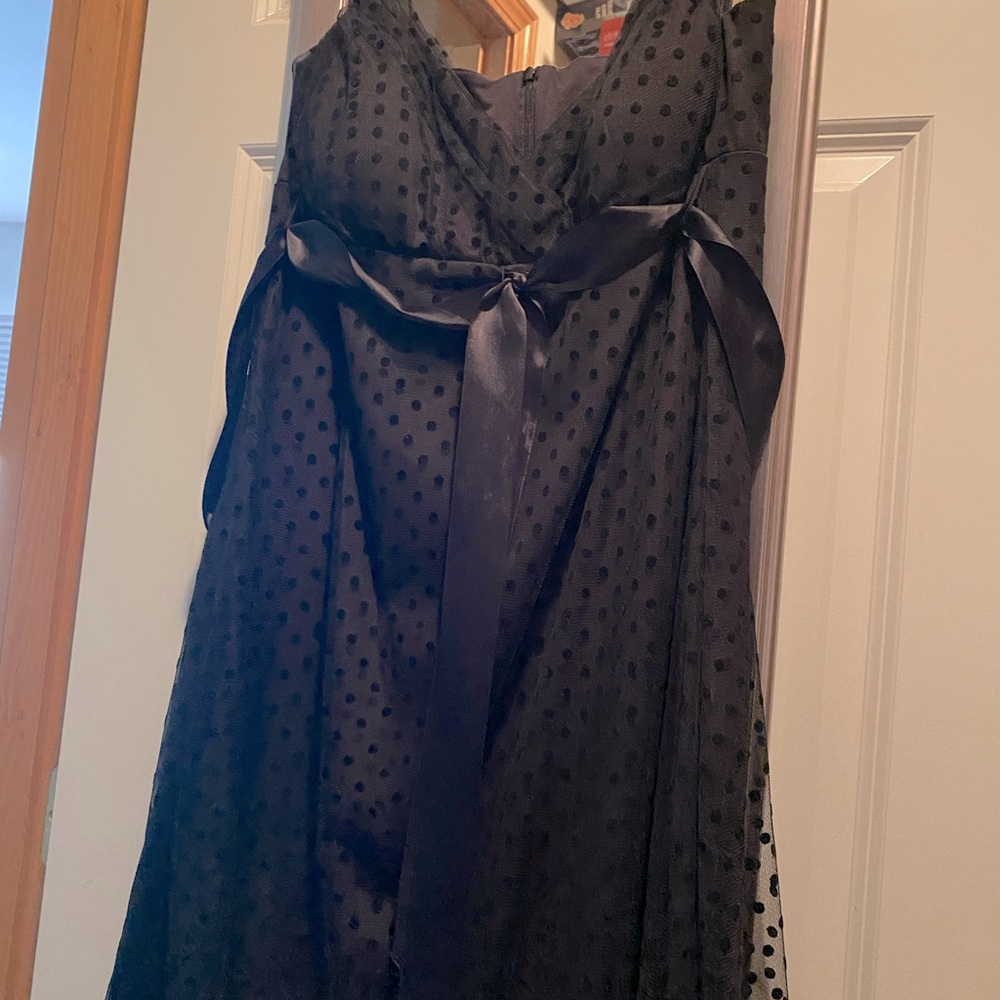 Blue Sage cocktail dress with spaghetti straps.